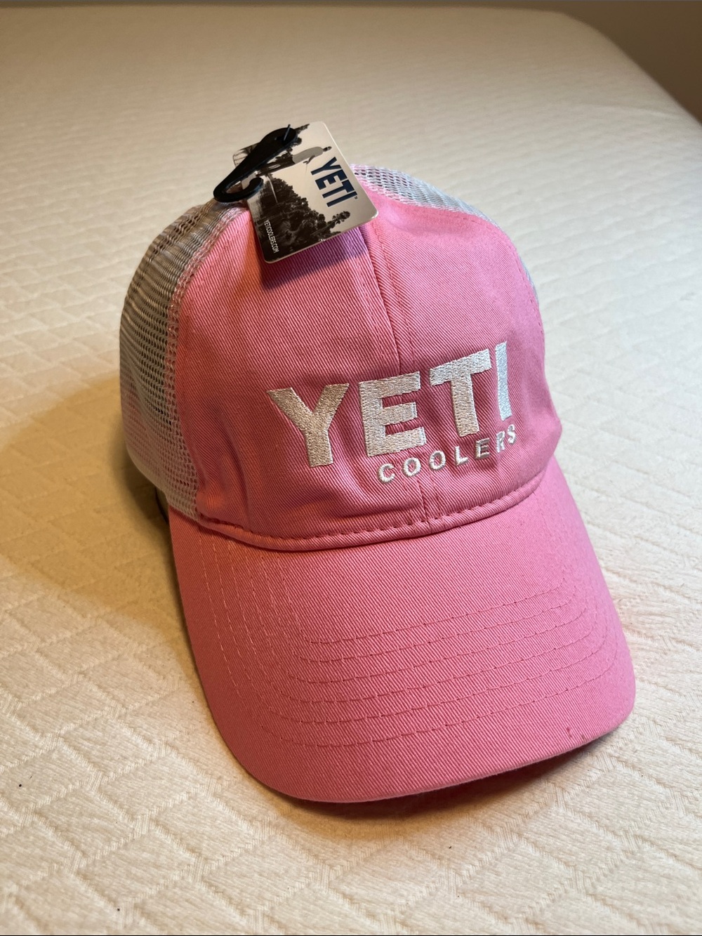 Yeti NWT Ladies Low Pro Hat, Pink and White Mesh Trucker Hat